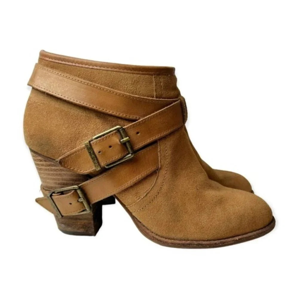 Arnold Churgin Brown Suede Buckle Ankle Booties